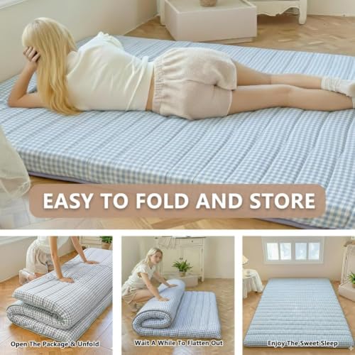 Full Size Japanese Floor Mattress, 3.5" Thick Foldable Futon Sleeping Pad