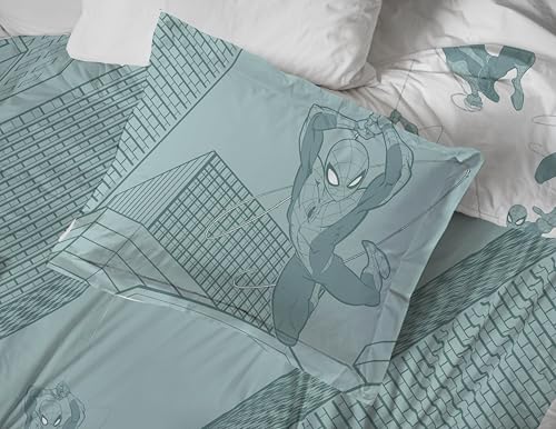 Jay Franco Spiderman Kids Duvet Cover Set with Sham - Twin Green Bedding