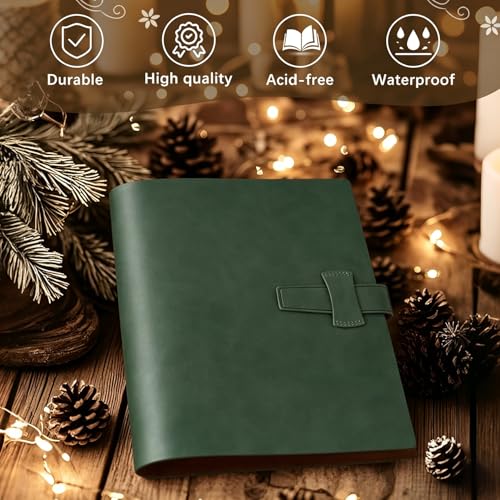 Leather 4x6 Photo Album, 200 Photo Capacity, 6-Ring Binder with Kraft Paper
