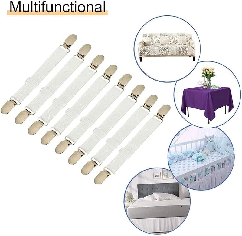 Adjustable Bed Sheet Straps Clips - Elastic Mattress Fasteners