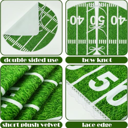 Realspring 60 Inch Football Field Christmas Tree Skirt Green Grass Sport