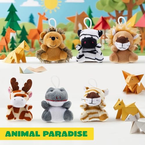 JOYIN 24 Pcs Mini Safari Animal Plush Toys (24 Units 3" Each), Animals Keychain Decoration for Kids, Small Stuffed Animal Bulk for Kids, Carnival Prizes, School Gifts, Christmas Goodie Bags