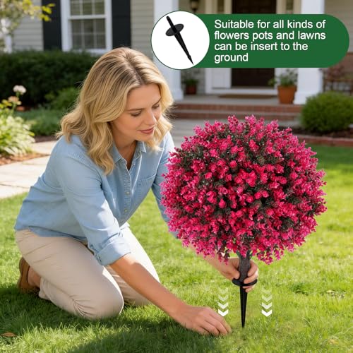 24-Inch Artificial Eucalyptus Topiary Ball Trees, UV Resistant Set of 2