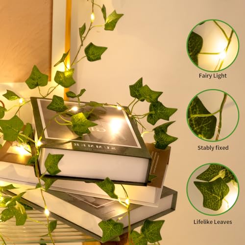 Alabeila Nest Artificial Ivy Garland with 100 LED Fairy Lights 33ft