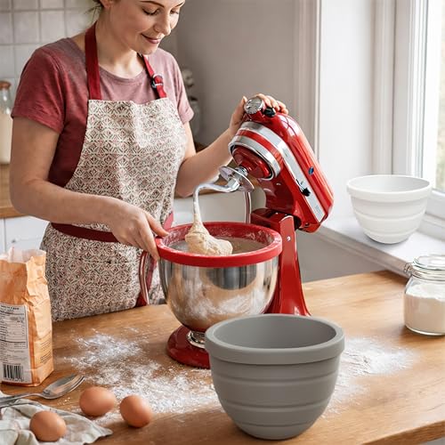 Silicone Bowl Liners for 5-Qt Stand Mixers, 3-Piece Set with Lids
