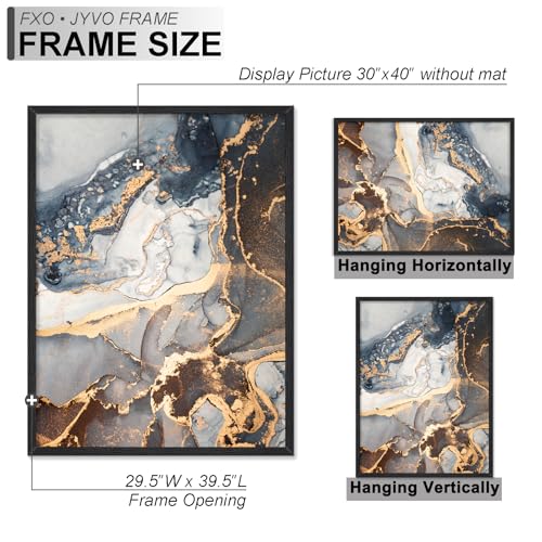 30x40 Inch Black Engineered Wood Picture Frame for Wall Hanging