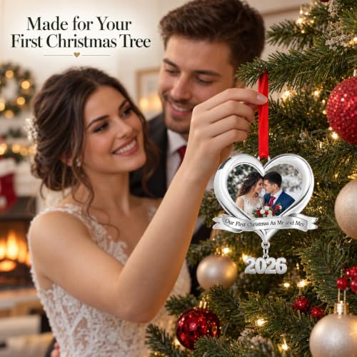 Our First Christmas Married Personalized Photo Ornament 2026 As Mr.