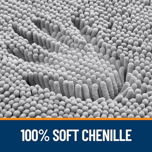 OLANLY Extra Soft Chenille Bath Rug 30x20 - Absorbent Non-Slip Mat (Grey)