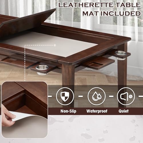 63-inch Solid Wood Board Game Table with Removable Dining Top