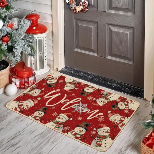Baccessor Christmas Snowman Doormat 17 x 29 in | Outdoor Indoor Welcome Mat, Non-Slip