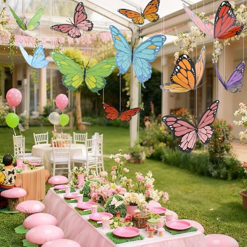 18 Pcs Large 3D Hanging Butterfly Decorations for Party and Room Decor