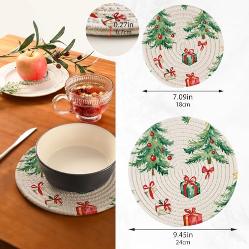 YETTASBIN Round Cotton Trivets 2-Piece Set, Heat-Resistant Pot Holders 7.09/9.45in