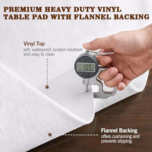 Heavy Duty Waterproof Vinyl Table Protector with Flannel Backing 72x54