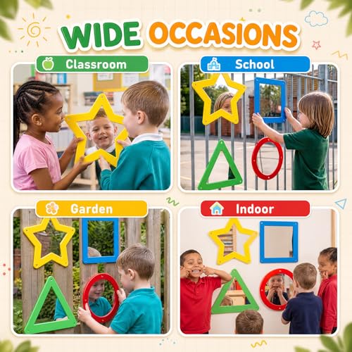 4 Pcs Shatterproof Acrylic Geometry Mirrors for Kids Sensory Wall Decor