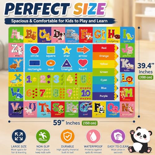 Educational ABC Kids Play Rug - Non-Slip Classroom Carpet, 59" x 39.4"