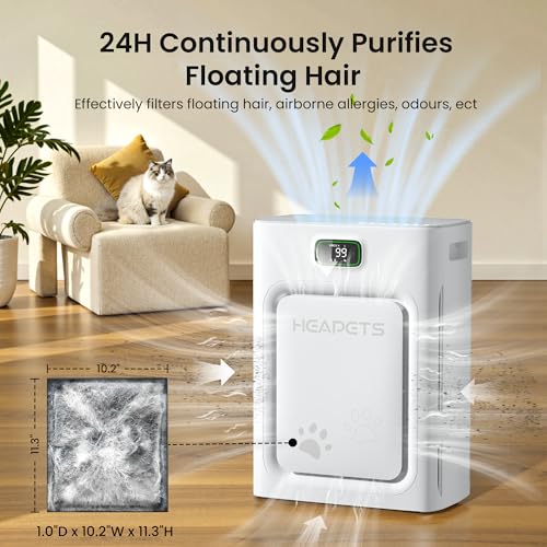 Pet Air Purifier for Large Rooms H13 HEPA Filter Grey