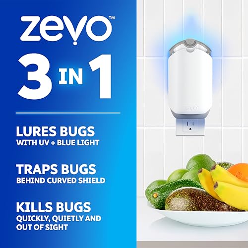Zevo Flying Insect Trap for Fruit Flies & Gnats - 1 Base & 1 Refill