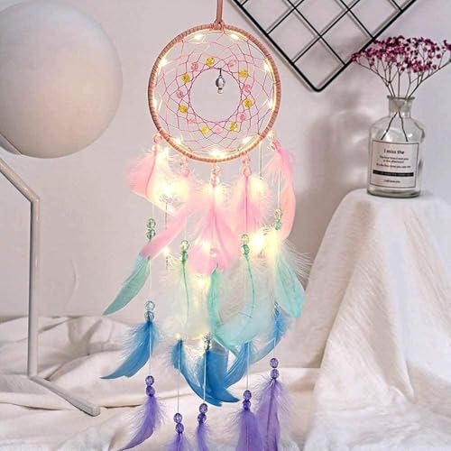 Handmade Dream Catcher Wall Decor with LED Lights