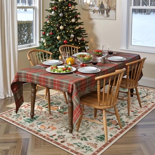 Lahome 5' x 7' Beige Christmas Area Rug – Washable Non-Slip Plush Living Room