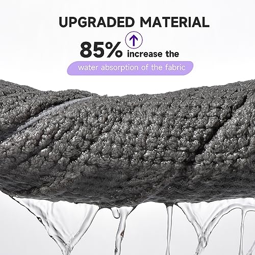 Umisleep 2-Pack Microfiber Hair Towels for Thick, Curly Hair - Grey & White, 400 GSM