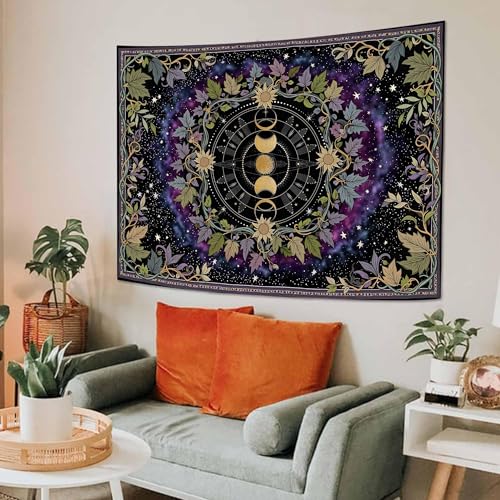 Boho Celestial Moon Phase Tapestry - Mystical Zodiac & Starry Wall Hanging Decor
