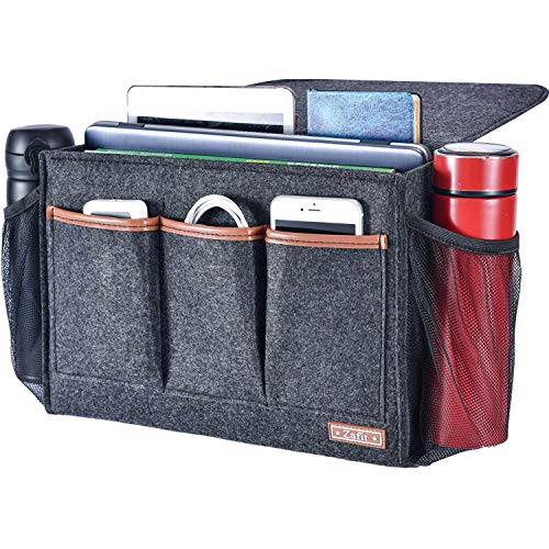 Large Felt Bedside Caddy Organizer with 8 Pockets for Bed and Sofa
