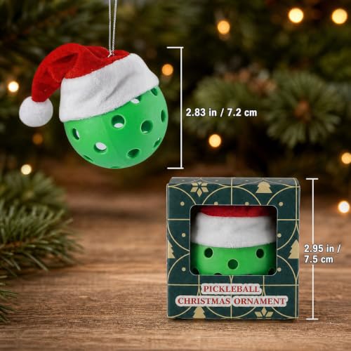 Pickleball Ornament with Santa Hat Christmas Decoration - Sporty Holiday Decor