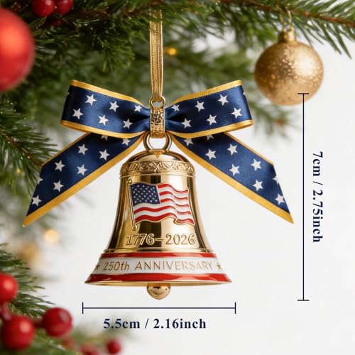 USA 250th Anniversary Liberty Bell Ornament, 1776-2026 Patriotic Metal Decor