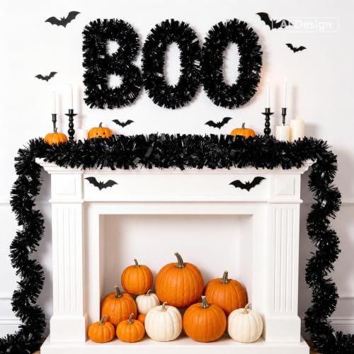 Black Tinsel Garland 33 FT - Halloween & Party Decorations, KINGLAKE