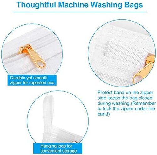 GOGOODA Delicates Laundry Bags - Fine Mesh Wash Bag for Lingerie, Bras, and Socks | Hanging Loop Design