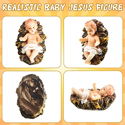 Baby Jesus Nativity Figurine Set with Velvet Gift Bags - Resin Christmas Decoration, 2.76 Inches