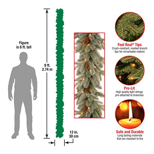 National Tree Company 9ft Pre-Lit Arctic Spruce Christmas Garland - Indoor/Outdoor