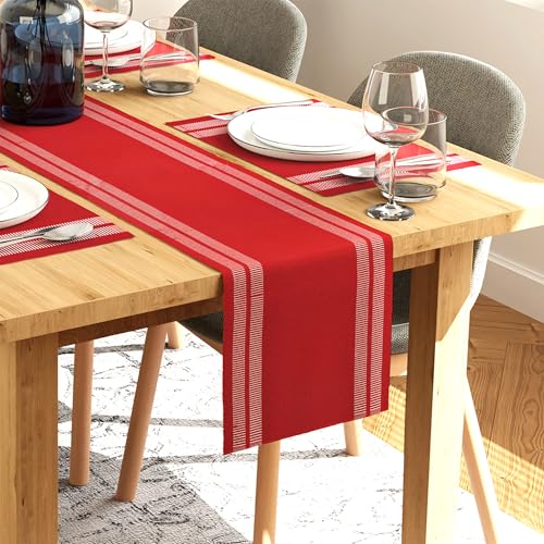 Encasa XO Fine Cotton Table Runner & Placemats Set 13"x54"