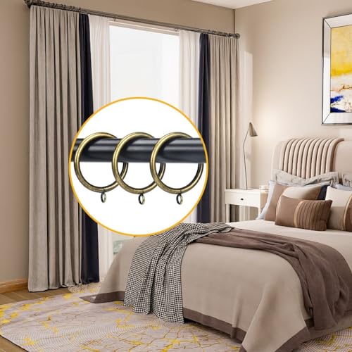 2-Inch Metal Curtain Rings, Antique Brass, Set of 18