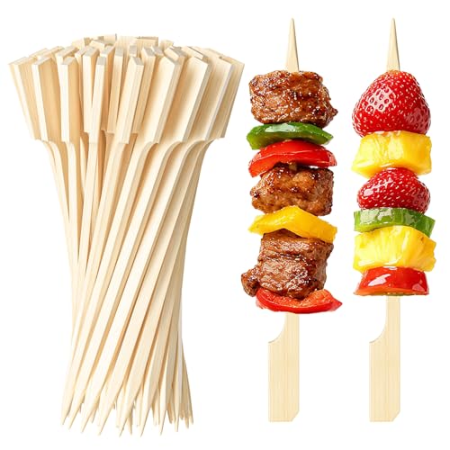 BOWXUR 4.7 Inch Bamboo Appetizer Skewers 300 Pack - Cocktail & Charcuterie Picks