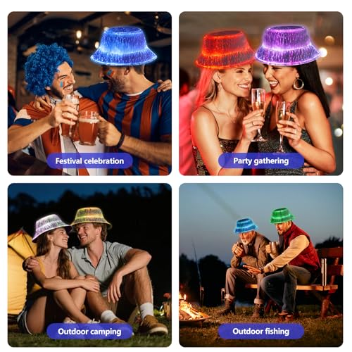 Rechargeable LED Rave Bucket Hat with Lights for Festivals & Parties