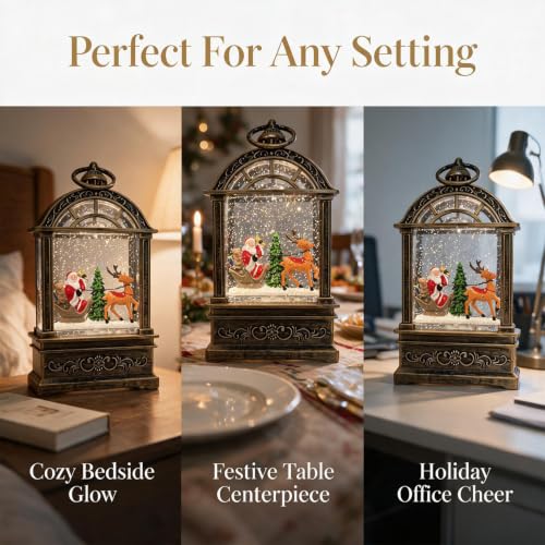 Santa Claus Snow Globe Lantern with Music & LED Lights – 9.6 inch, USB or Battery powered