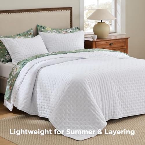 Bedsure Queen Size Lightweight Quilt Set - All-Season White Ultrasonic Coverlet
