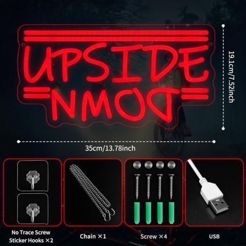 Upside Down Red Neon Sign 13.78x7.52 in - Dimmable Wall Décor by MissAudrey (Red-Upside Down)