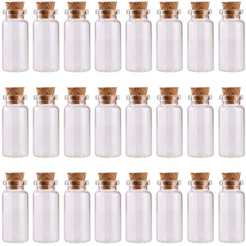 24-Piece Set 10ml Mini Glass Bottles with Cork Stoppers for DIY Crafts