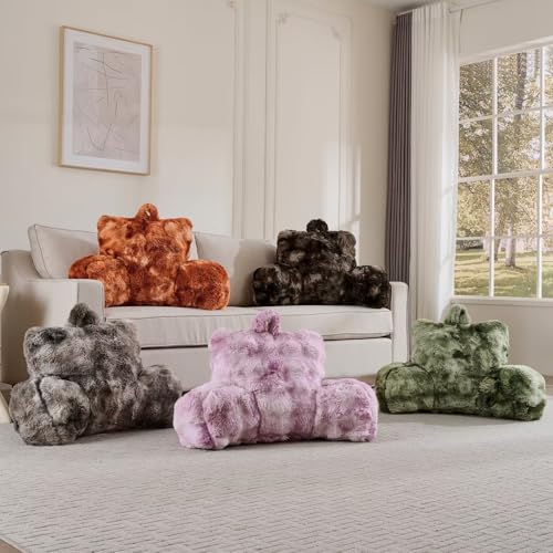 Reading Pillow Wedge Cushion - Velvet Back Support for Sitting Up in Bed - 18 Inch Tie-Dye Sage Green