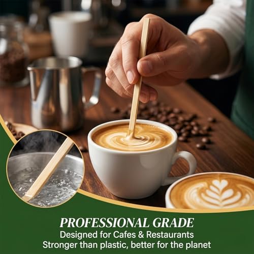 Rainflow Eco-Friendly Coffee Stir Sticks 1000 Pack - Biodegradable 5.5 Inch