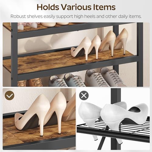 Industrial Hall Tree with 4-Tier Shoe Rack and 10 Hooks - Entryway Storage