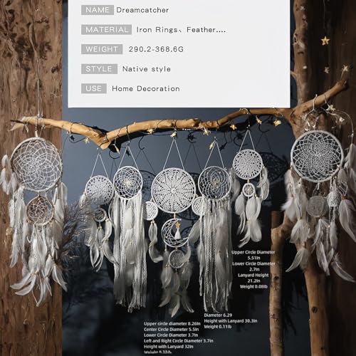 Large Boho Dream Catcher Wall Decor with Luxurious Feathers and Beads