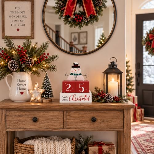 Eternhome Wooden Christmas Countdown Calendar Snowman Farmhouse Decor