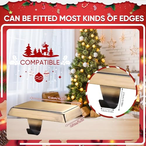 Popamaz Bronze Christmas Stocking Holders 5Pcs - Weighted Mantle/Hanger Set