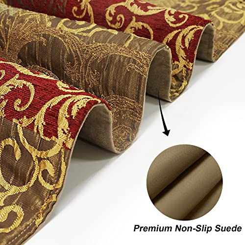 Loom and Mill Luxury Jacquard Table Runner 13x108 in (Rectangle-Red Gold)