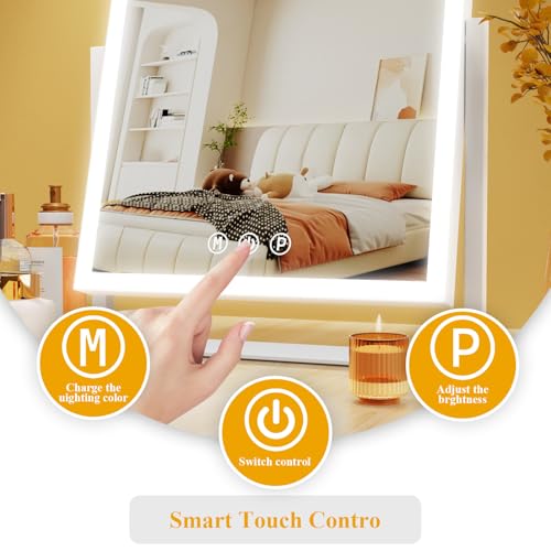 Hollywood Lighted Makeup Mirror with 3 Color Modes & Smart Touch, 17.2x13.6"