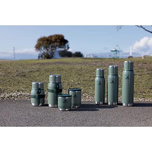Stanley Adventure-To-Go Vacuum Bottle 25 oz | Wide Mouth with Leakproof Cup Lid | Keep Drinks Hot or Cold | Packable for Travel | Insulated Stainless Steel Thermal Bottle | BPA-Free | Hammertone Green