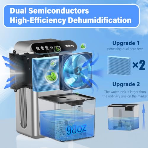Home Dehumidifier 98 OZ Tank with Drain Hose and Sleep Mode
